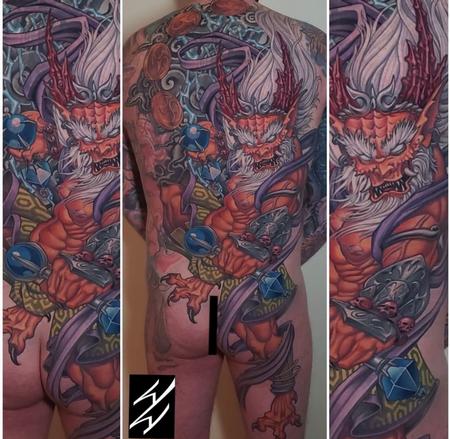 Tattoos - Walt Watts Raijin Back and Leg sleeve - 144490